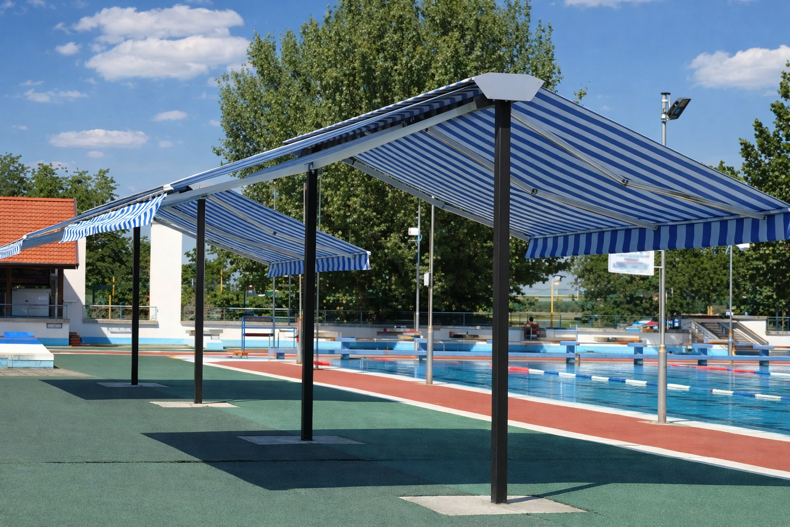 Mobil állványos napellenző betonbetétekkel