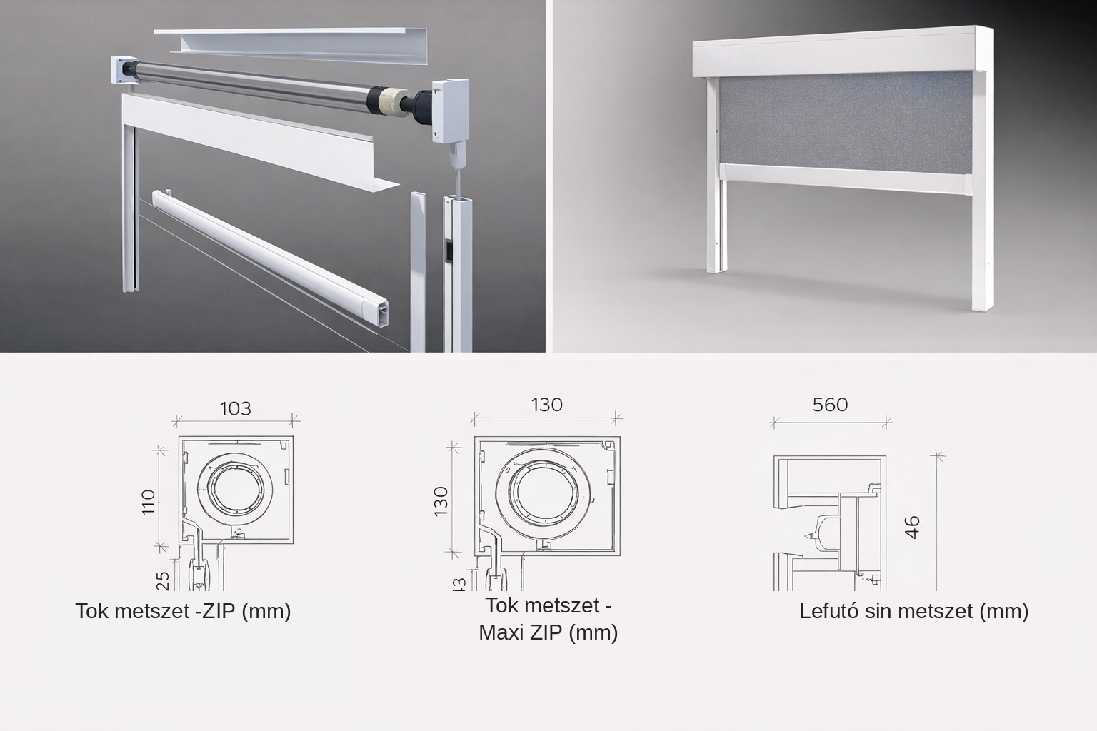 Zip Screen lefutó és zip-zár részlet